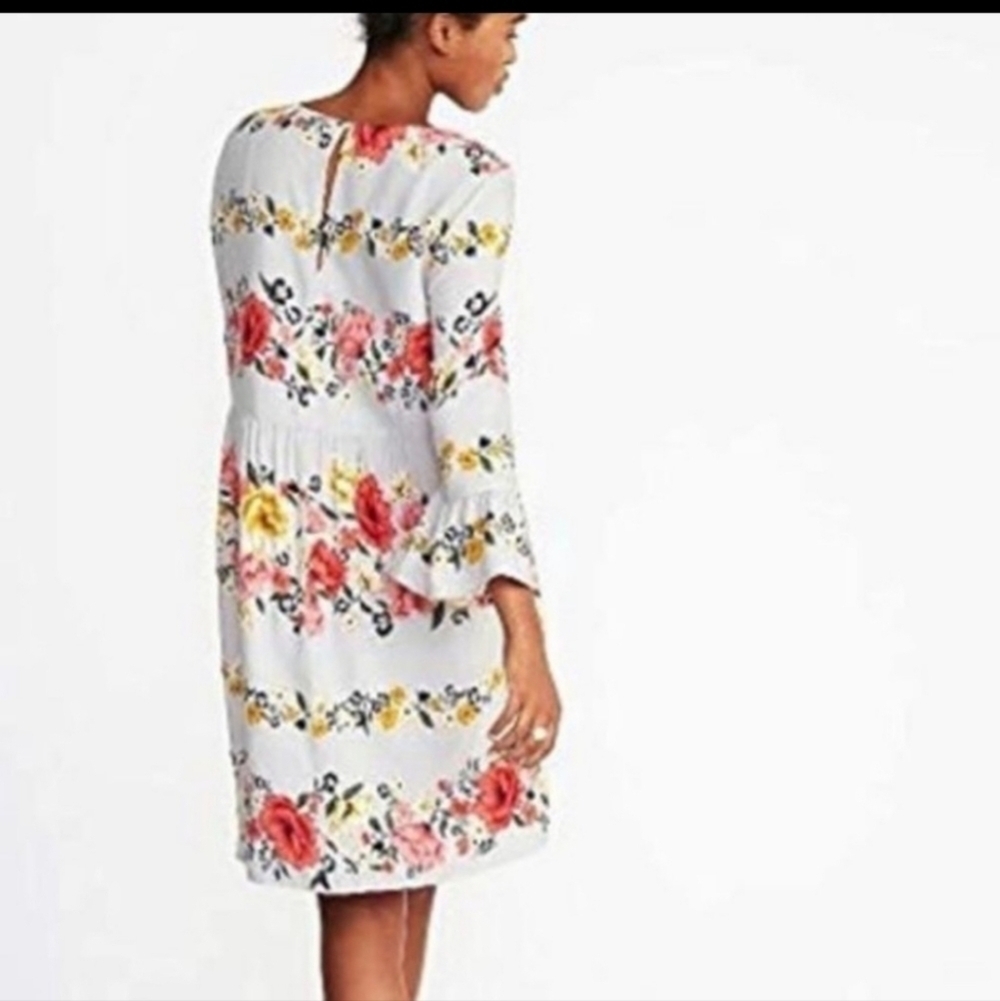 Old Navy gray floral pattern dress with elbow length sleeves - Picture 5 of 14